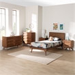 Pemberly Row Walnut Brown Wood and Rattan Twin Size 5-Piece Bedroom Set