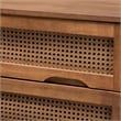 Pemberly Row Walnut Brown Wood and Rattan Full Size 4-Piece Bedroom Set