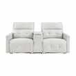 Pemberly Row Power Double Reclining Loveseat with Center Console in White