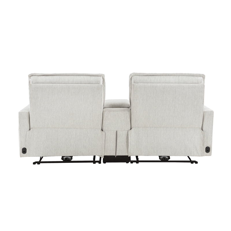Pemberly Row Power Double Reclining Loveseat with Center Console in White