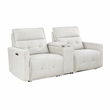 Pemberly Row Power Double Reclining Loveseat with Center Console in White