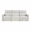 Pemberly Row Fabric Power Double Reclining Sofa with Power Headrests in White