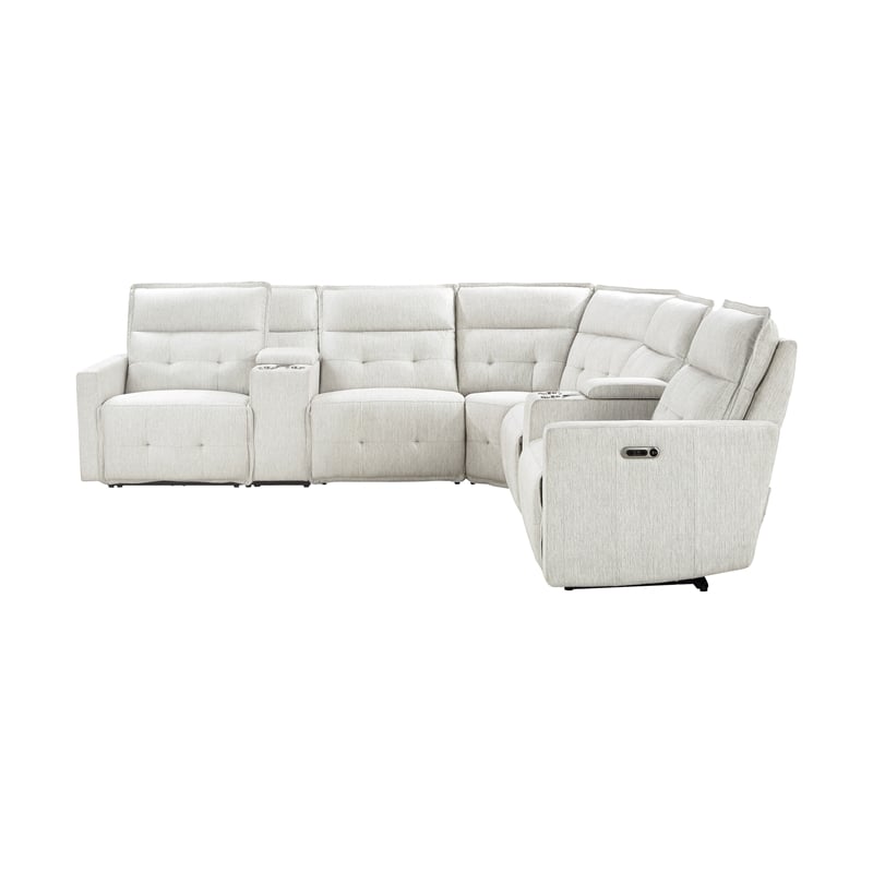 Pemberly Row 7-Piece Fabric Modular Power Reclining Sectional in White