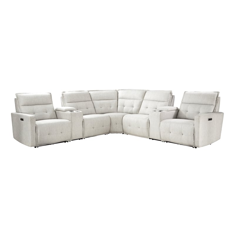 Pemberly Row 7-Piece Fabric Modular Power Reclining Sectional in White