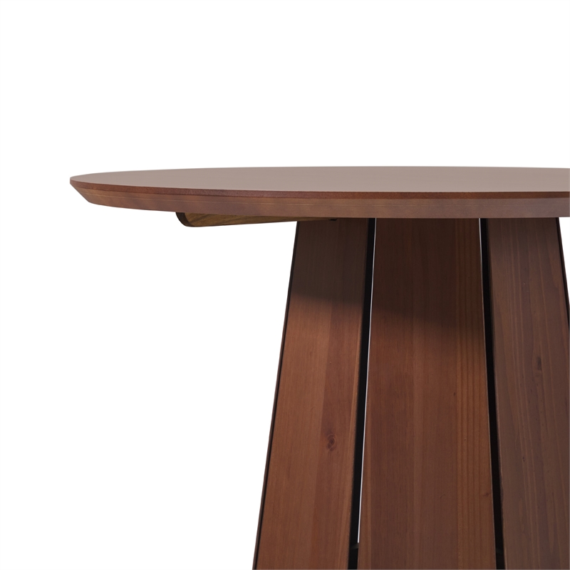 Pemberley Row Solid Pine Brown Dining Table Round Space-Saving 47.5