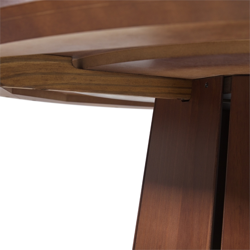 Pemberley Row Solid Pine Brown Dining Table Round Space-Saving 47.5