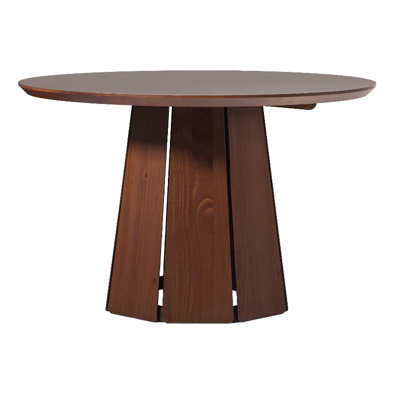 Pemberley Row Solid Pine Brown Dining Table Round Space-Saving 47.5