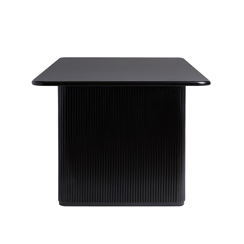Pemberly Row Vertical Reeded Wood Plinth-Base Dining Table - 68 Inch - Black