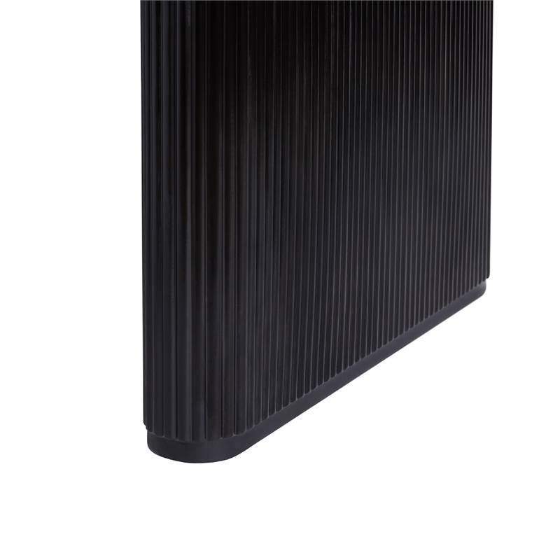 Pemberly Row Vertical Reeded Wood Plinth-Base Dining Table - 68 Inch - Black