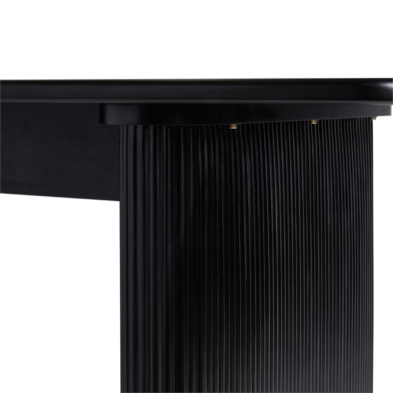 Pemberly Row Vertical Reeded Wood Plinth-Base Dining Table - 68 Inch - Black