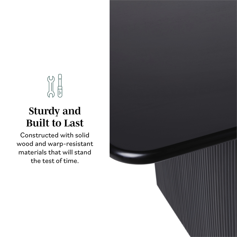 Pemberly Row Vertical Reeded Wood Plinth-Base Dining Table - 68 Inch - Black