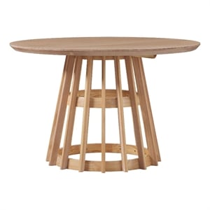 Pemberly Row Slatted Wood Pedestal Base Dining Table - 48 Inch - Cerused White