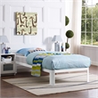Pemberly Row Modern Platform Metal Twin Bed Frame in White Finish