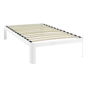 Pemberly Row Modern Platform Metal Twin Bed Frame in White Finish