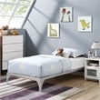 Pemberly Row Modern Platform Metal Twin Bed Frame in Silver Finish