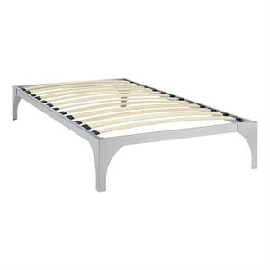 pemberly row modern platform metal twin bed frame in silver finish