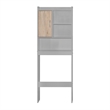 Pemberly Row Modern Over the Toilet Storage Cabinet in Light Gray & Oak