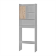 Pemberly Row Modern Over the Toilet Storage Cabinet in Light Gray & Oak
