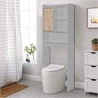 Pemberly Row Modern Over the Toilet Storage Cabinet in Light Gray & Oak