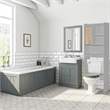 Pemberly Row Modern Over the Toilet Storage Cabinet in Light Gray & Oak