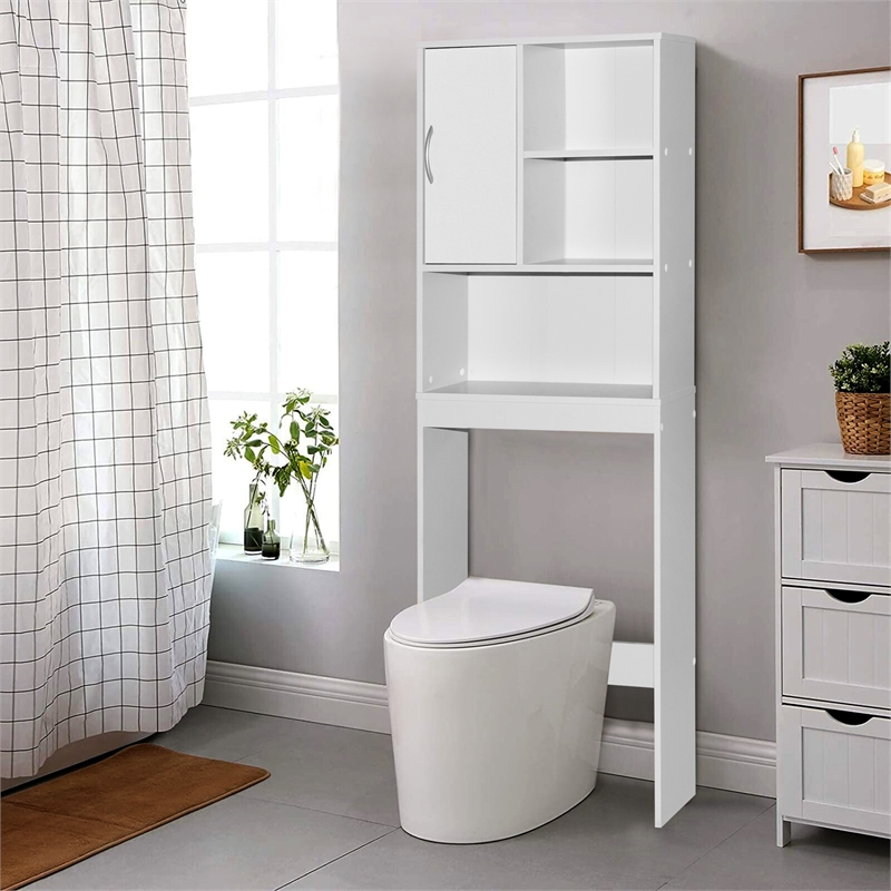 Pemberly Row Modern Over the Toilet Storage Organizer in White