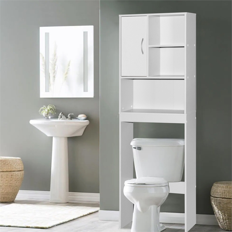 Pemberly Row Modern Over the Toilet Storage Organizer in White