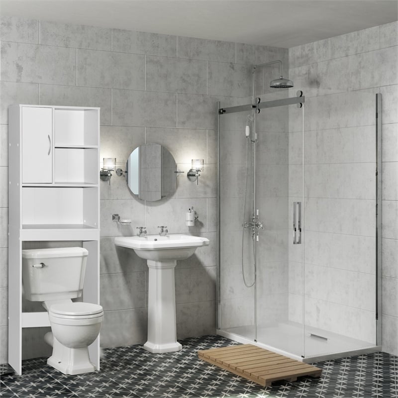 Pemberly Row Modern Over the Toilet Storage Organizer in White