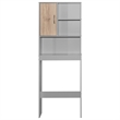 Pemberly Row Modern Over the Toilet Storage Organizer in Light Gray & Oak