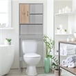 Pemberly Row Modern Over the Toilet Storage Organizer in Light Gray & Oak