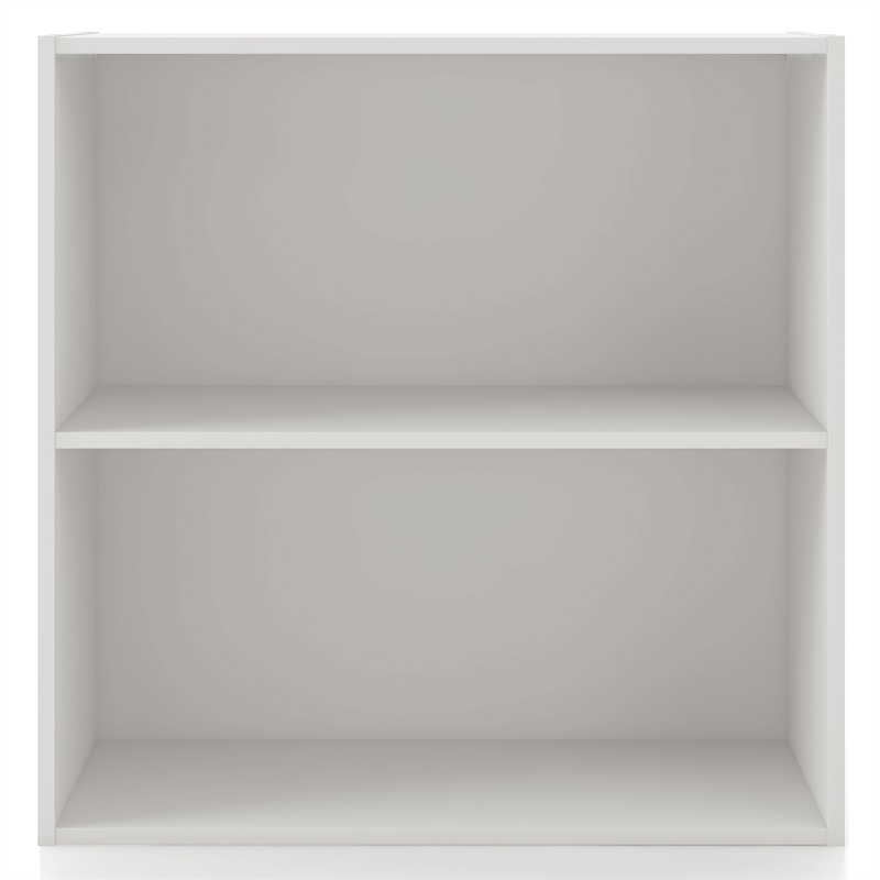 Pemberly Row Modern Stackable Wood 2-Shelf Bookcase in White