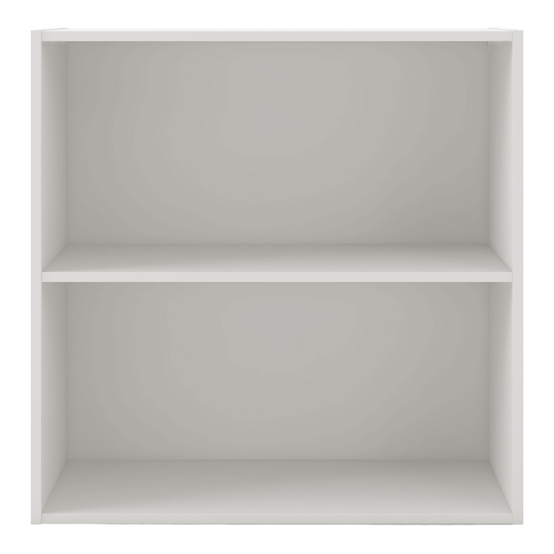 Pemberly Row Modern Stackable Wood 2-Shelf Bookcase in White