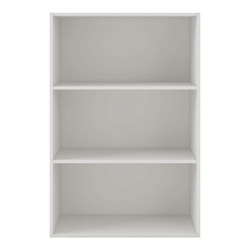 Pemberly Row Modern Stackable Wood 3-Shelf Bookcase in White