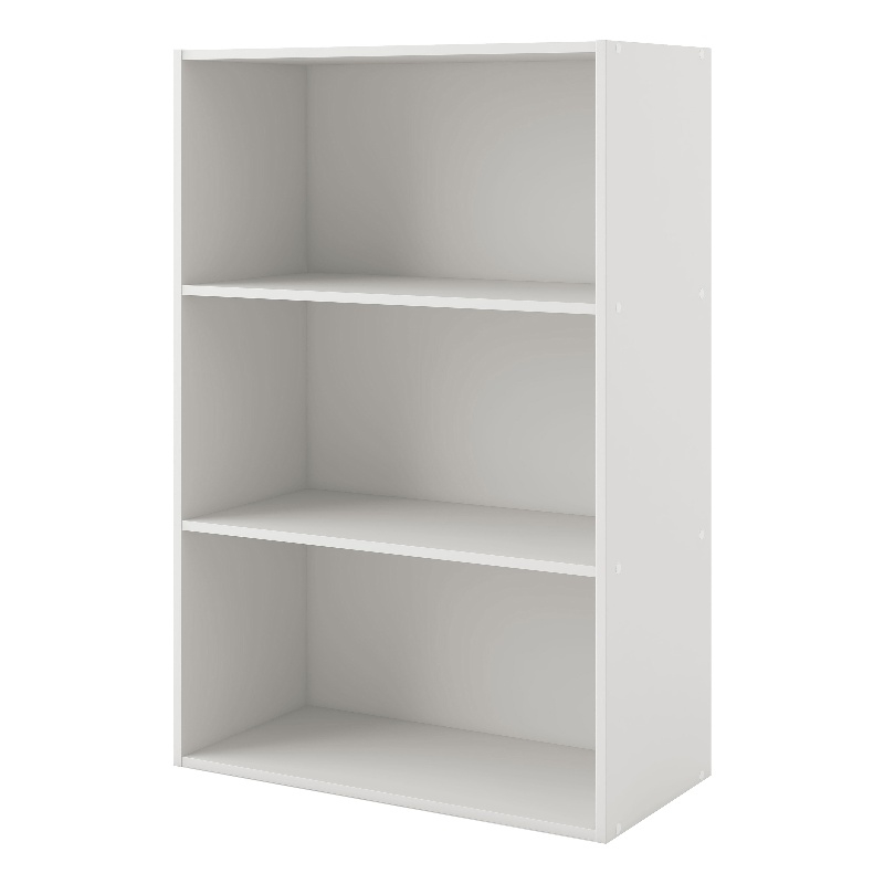 Pemberly Row Modern Stackable Wood 3-Shelf Bookcase in White