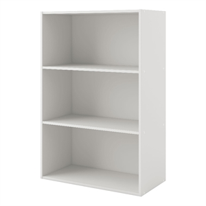 Pemberly Row Modern Stackable Wood 3-Shelf Bookcase in White