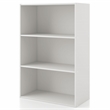 Pemberly Row Modern Stackable Wood 3-Shelf Bookcase in White