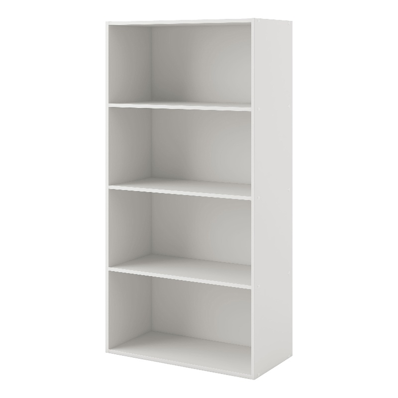 Pemberly Row Modern Stackable Wood 4-Shelf Bookcase in White