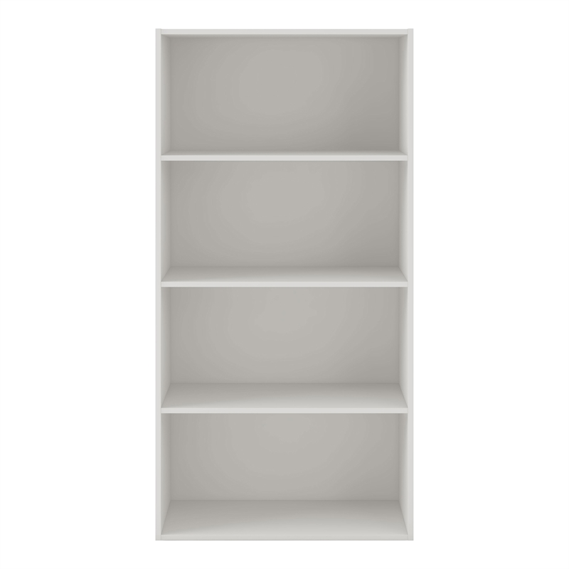 Pemberly Row Modern Stackable Wood 4-Shelf Bookcase in White