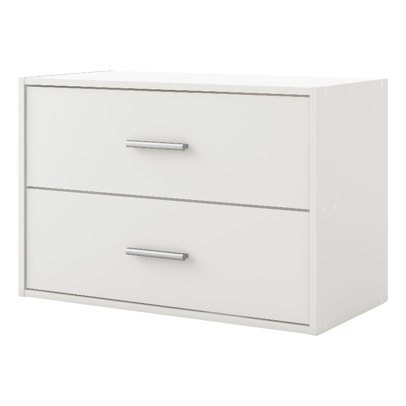 Pemberly Row Modern Stackable Wood 2-Drawer Bookcase in White