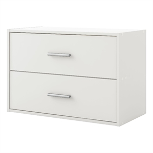 Pemberly Row Modern Stackable Wood 2-Drawer Bookcase in White
