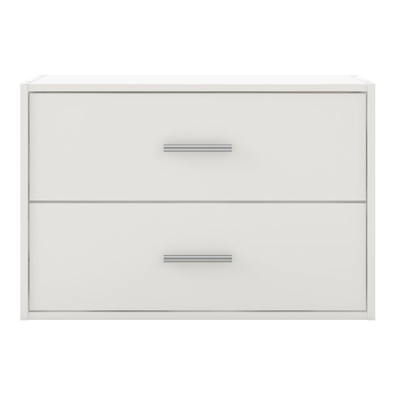 Pemberly Row Modern Stackable Wood 2-Drawer Bookcase in White