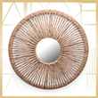 Pemberly Row Round Rattan Style Water Hyacinth Hanging Mirror