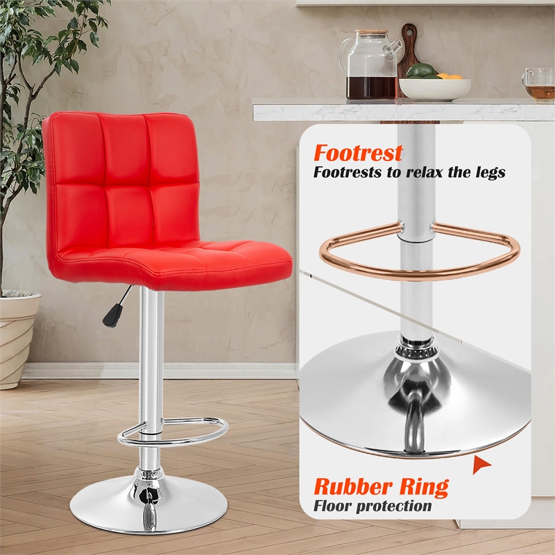 Pemberly Row Faux Leather Adjustable Red Bar Stools (Set of 2)