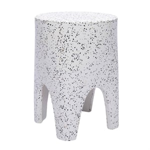 Pemberly Row Contemporary Terrazzo Stool in White / Gray Finish