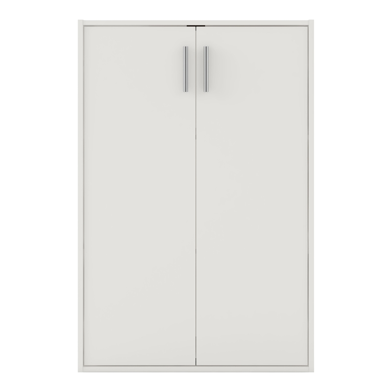 Pemberly Row Stackable Wood 3-Shelf Bookcase with Door in White