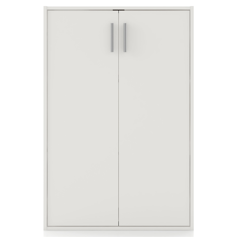 Pemberly Row Stackable Wood 3-Shelf Bookcase with Door in White