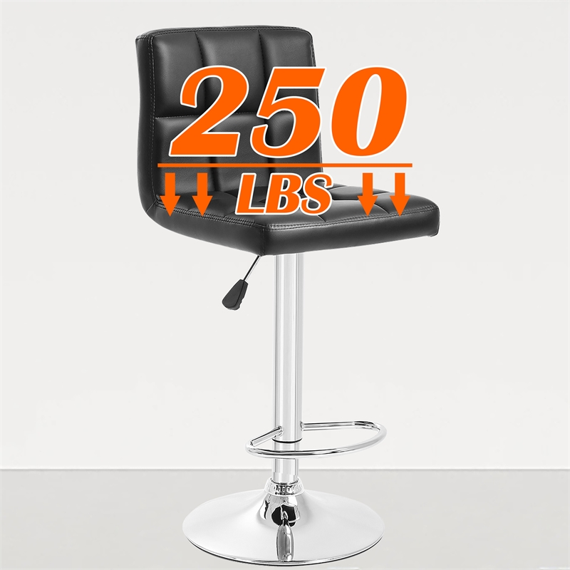Pemberly Row Faux Leather Adjustable Black Bar Stools (Set of 2)