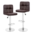 Pemberly Row Faux Leather Adjustable Brown Bar Stools (Set of 2)