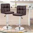 Pemberly Row Faux Leather Adjustable Brown Bar Stools (Set of 2)