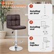 Pemberly Row Faux Leather Adjustable Brown Bar Stools (Set of 2)