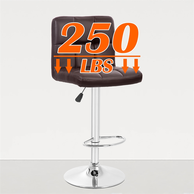 Pemberly Row Faux Leather Adjustable Brown Bar Stools (Set of 2)